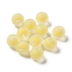 Transparent Acrylic Beads, Frosted, Bead in Bead, Round, Yellow, 8x7mm, Hole: 2mm, about: 1724pcs/500g