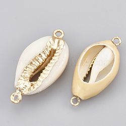 Elektroplatten-Kaurimuschel verbindet die Anschlüsse, mit  eisernem Zubehör, kantille, golden, 28~30x14~16x7.5 mm, Bohrung: 1.5 mm