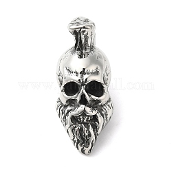 304 Stainless Steel Manual Polishing Pendants, Skull Charms, Antique Silver, 44x17.5x21mm, Hole: 8.5mm