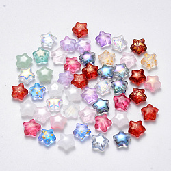 Perles de verre imprimées par pulvérisation, mixedstyle, étoiles du nord, couleur mixte, 8x8.5x4mm, Trou: 1mm
