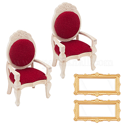 Pandahall elite prodotto semilavorato sedie in legno di betulla e specchio acrilico, per gli accessori della casa delle bambole che fingono decorazioni di scena, colore misto, 42x55x90mm