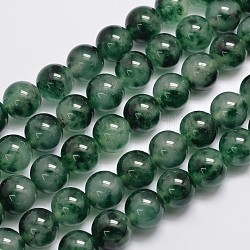 Natural & Dyed Malaysia Jade Bead Strands, Round, Imitation Flower Jade, Green, 12mm, Hole: 1.0mm, about 31pcs/strand, 15 inch