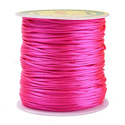 Nylon Thread, Rattail Satin Cord, Deep Pink, 1.0mm, about 76.55 yards(70m)/roll