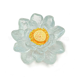 Cabochon luminosi decodificati in resina trasparente, bagliore nel fiore di loto scuro, per fare gioielli, azzurro, 22.5~23x9.5mm