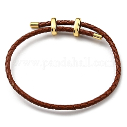 Pulseras de cordón trenzado de cuero, pulsera ajustable, saddle brown, diámetro interior: 5/8~2-7/8 pulgada (1.5~7.3 cm)