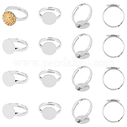 PANDAHALL ELITE 50 Pcs Brass Pad Ring Bases, Lead Free and Cadmium Free and Nickel Free, Adjustable, Platinum, 1/2 inch(12mm), Inner Diameter: 5/8 inch(17mm)