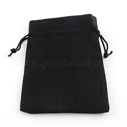 Bolsas de embalaje de arpillera bolsas de lazo, negro, 9x7 cm