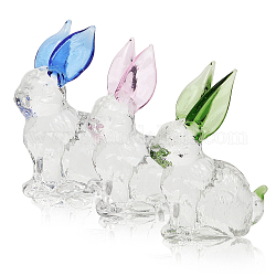 Chgcraft 3 шт. 3 цвета в форме кролика стеклянные украшения для дисплея, для пасхального украшения дома, разноцветные, 48x30x68 мм, 1 шт / цвет