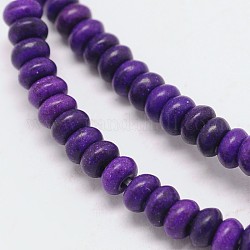 Teñido rondelle turquesa sintético hebra de cuentas, púrpura, 6x4mm, agujero: 1 mm, acerca 95pcs / srtand, 15.7 pulgada