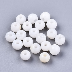 Shell perle naturali di acqua dolce, tondo, colore conchiglia, 6x5.5mm, Foro: 2 mm