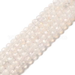 Natürlichen weißen Achat Perlen Stränge, facettiert, Runde, Rauch weiss, 4 mm, Bohrung: 0.5 mm, ca. 91~93 Stk. / Strang, 15 Zoll