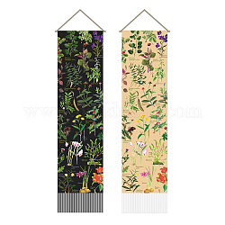 Dekorative Wandteppiche aus Polyester, für Heimtextilien, mit Holzstab, Seil, Rechteck, Pflanzenmuster, 1300x330 mm