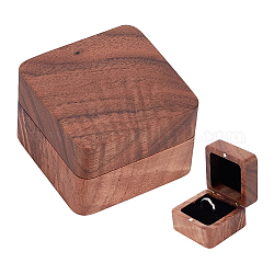 ベネクリートのヴィンテージ木製リングボックス  正方形のジュエリー収納ボックスココナッツブラウン結婚指輪ベアラーボックスプロポーズ誕生日結婚婚約用  2x2x1.5インチ
