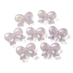 Placcatura uv perle acriliche trasparenti luminose, si illuminano al buio, bowknot, prugna, 28.5x37.5x12mm, Foro: 3.5 mm