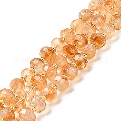 Natürlichen Citrin Perlen Stränge, mit Glasperlen, facettierte Rondelle, 7~8x5~6 mm, Bohrung: 1 mm, ca. 45~46 Stk. / Strang, 14.57''~14.96'' (37~38 cm)