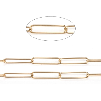 Chaîne de trombone en 304 acier inoxydable, chaînes de câble allongées étirées, soudé, avec bobine, or, 21x5x0.9mm, environ 32.8 pied (10 m)/rouleau