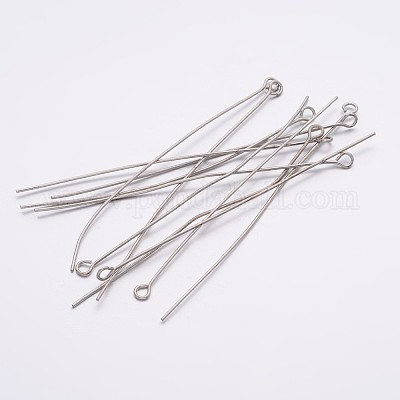 200 Épingles à Œil Et à Tête Plate En Acier Inoxydable 50mm - Pour Fabrication De Bijoux DIY (Boucles D'Oreilles, Bracelets...)