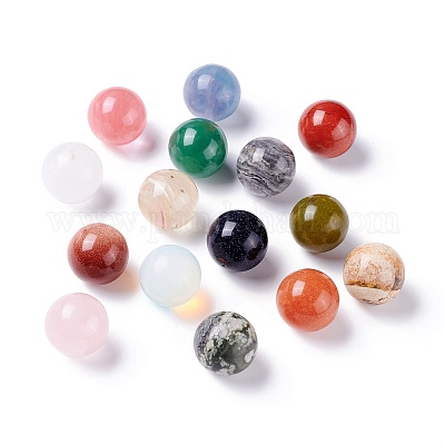 Natural Synthetic Gemstone Beads No Hole Undrilled for Wire Wrapped Pendant Making Round 20mm