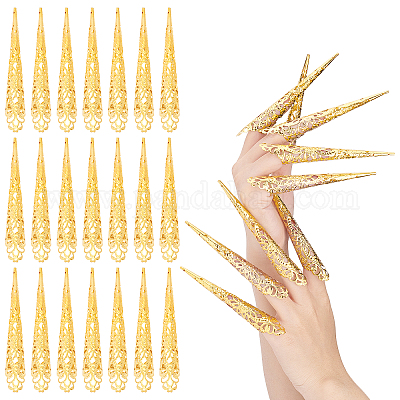 Wholesale Hollow out Iron Finger Nail Tip Claw Rings Pandahall