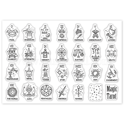 Wholesale GLOBLELAND Magic Fantasy Tarot Clear Stamps Mystic Tarot  Background Silicone Clear Stamp Seals for Cards Making DIY Scrapbooking  Photo Journal Album Decoration 