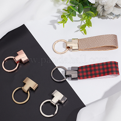 WADORN 5 Colors Key Fob Hardware, 2.2cm Keychain Wristlet Clasp with Key Ring Keychain Strap End Fasteners with Screws Key Lanyard