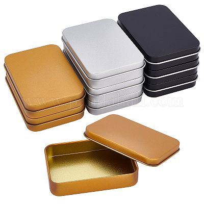 6-Pack Gold Metal Cookie Tins with Lids - Small Rectangular Tin