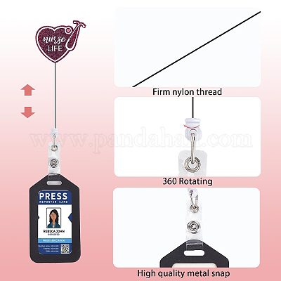 GORGECRAFT 2pcs 2 Styles Heart & T-Shirt Shape ABS Plastic Badge Reel for Nurse, Medical Theme Retractable Badge Holder, Mixed