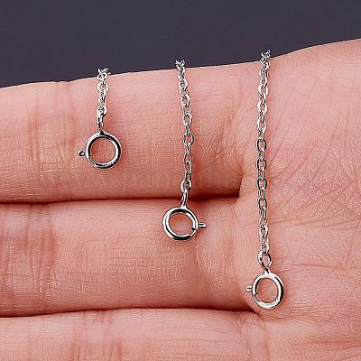 Wholesale 3Pcs 3 Style Rhodium Plated 925 Sterling Silver Chain