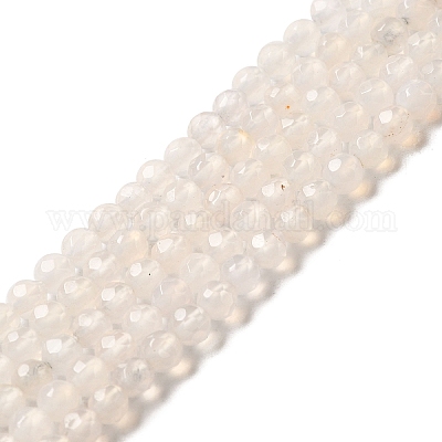Chapelets de perles en agate blanche naturelle&nbsp;G-G580-4mm-01-1
