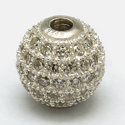 Runde 925 Sterling Silber Perlen STER-O021-01S-10mm-1
