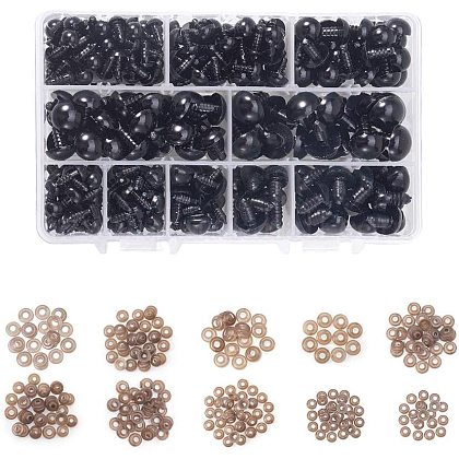 PandaHall 218 Pcs Plastic Safety Eyes Craft Eyes With 115 Pcs Safety Noses and 333 Pcs Washers for Doll DIY-PH0009-02-1