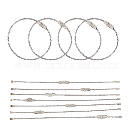 Dicosmetic 60 pz portachiavi in filo anelli per cavi 15.6 cm portachiavi in acciaio inossidabile anello con chiusure a vite portachiavi intrecciati supporto ad anello etichette per bagagli anelli per l'artigianato fai da te KEYC-DC0001-08-1