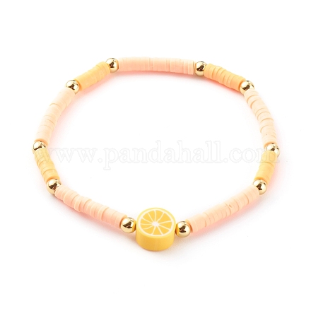 Bracelets extensibles perlés heishi en pâte polymère à la main BJEW-JB06142-01-1