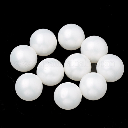 環境に優しいプラスチック模造真珠ビーズ  グレードA  穴がないビーズ  ラウンド  ホワイト  10mm MACR-S277-10mm-A10-1