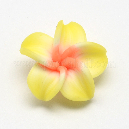 Handmade Polymer Clay Plumeria Flower Beads CLAY-Q221-21D-1