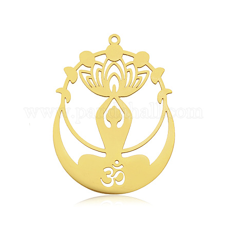 201 pendentifs thème yoga en acier inoxydable STAS-S105-LA723-2-1