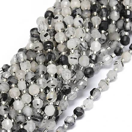 Natural Black Rutilated Quartz Beads Strands G-O201B-11-1