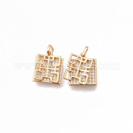 Brass Micro Pave Clear Cubic Zirconia Charms KK-N232-143-NF-1