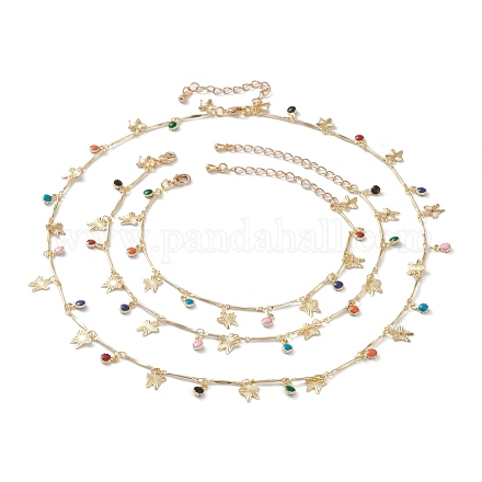 Latón esmalte colgante tobilleras y pulseras y collares conjuntos de joyas SJEW-JS01149-1