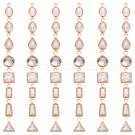 NBEADS 48 Pcs 8 Styles Clear Cubic Zirconia Charms ZIRC-NB0001-87-1