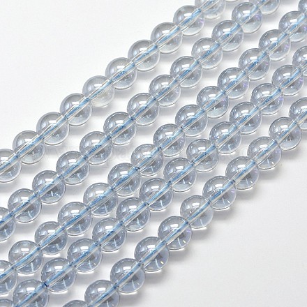 Hebras de perlas de cuarzo sintético galvanizado EGLA-J061-8mm-AB02-1