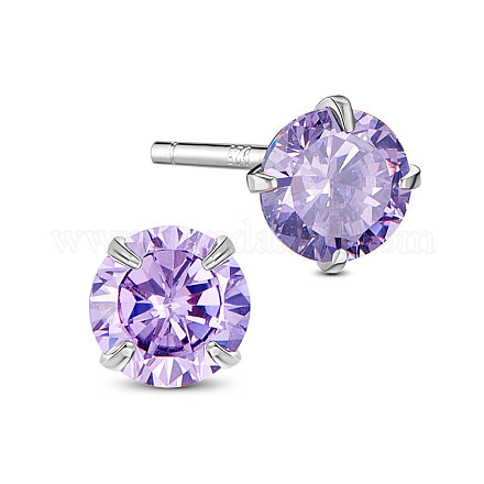 SHEGRACE Rhodium Plated 925 Sterling Silver Four Pronged Ear Studs JE420D-02-1
