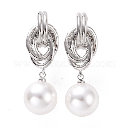 Nodo con orecchini pendenti con perle di plastica EJEW-A072-08P-1