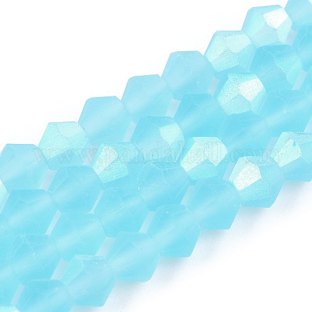 Imitate Austrian Crystal Bicone Frosted Glass Beads Strands GLAA-F029-TM4mm-A20-1