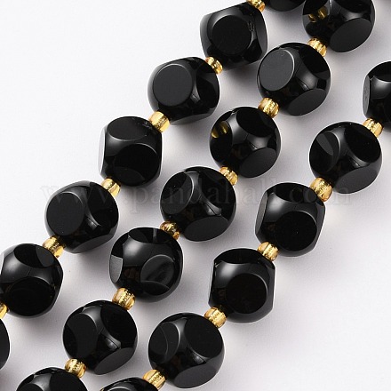 Brins de perles d'onyx noir naturel G-A030-B22-8mm-1