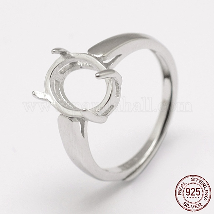 Componenti regolabili per anello da dito in argento sterling placcato rodio STER-P033-17P-1