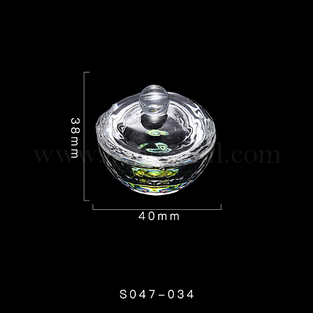リンゴの形のネイルアート ガラス ダッペン ディッシュ  ガラスコップ  ふた付き  アクリル液体粉末用  マニキュアアクセサリーコンテナー  カラフル  40x38mm  内径：31mm MRMJ-S047-034-1
