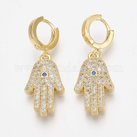 Brass Micro Pave Cubic Zirconia Dangle Earrings EJEW-S201-18G-1