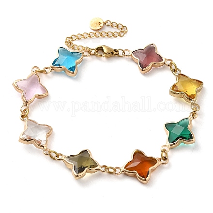 Bracelets de chaîne à maillons en verre coloré BJEW-B075-10-1