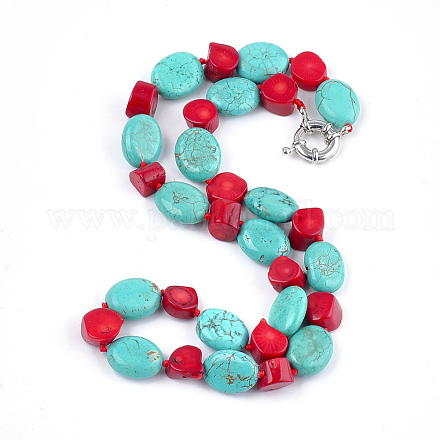 Colliers de perles de corail synthétique NJEW-S414-49-1